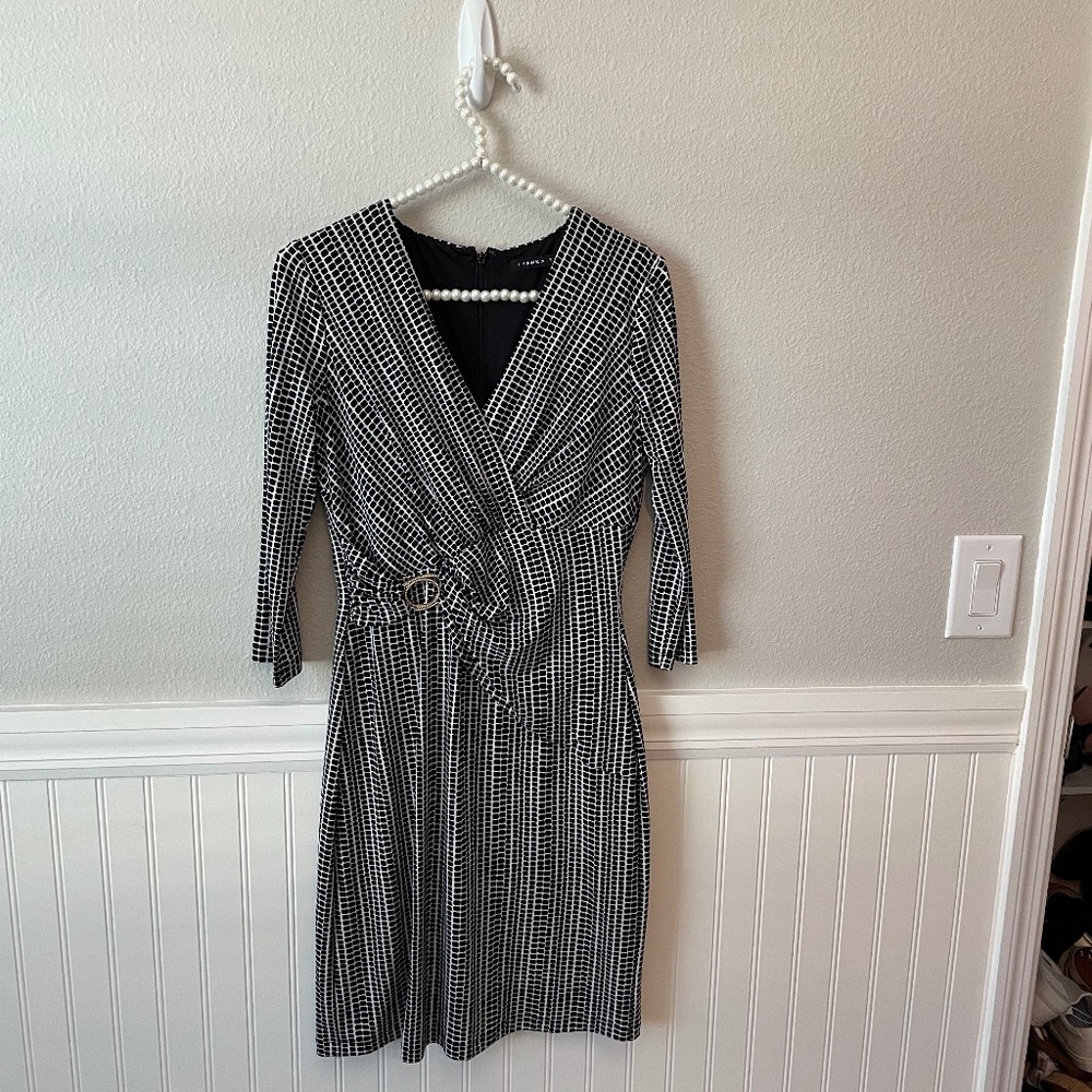 Ivanka Trump Faux Wrap Dress Black and White Size 4